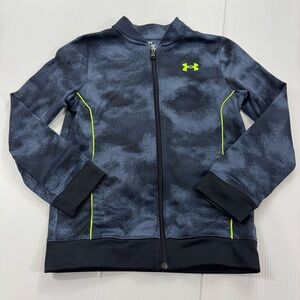 W99. Under Armour Kids zip up sweatshirt - Black and Neon Yellow (YMD)
